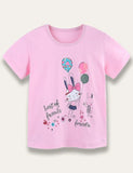 T-shirt met ballonkonijntjesprint