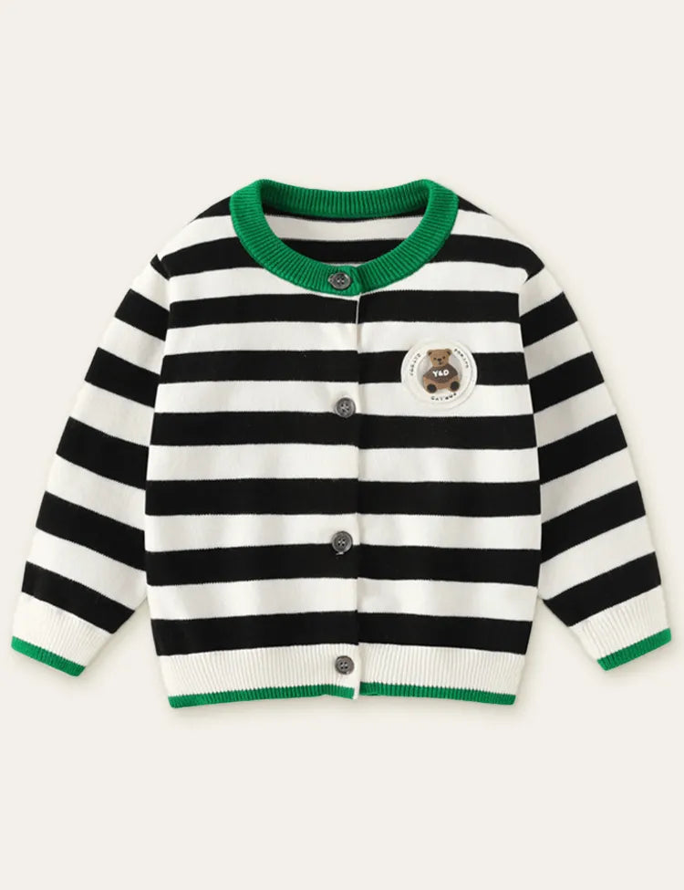 Bear Embroidery Sweater Cardigan - Mini Taylor