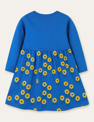 Bee Pocket Flower Printed Long Sleeve Dress - Mini Taylor