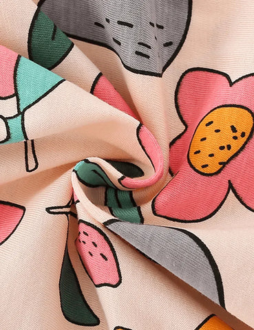Cartoon Flower and Fruit Printed Long Sleeve T-shirt - Mini Taylor