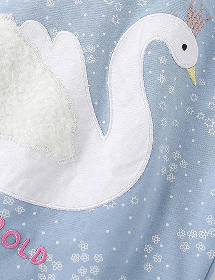 Cartoon Goose Appliqué Short Sleeve Set - Mini Taylor