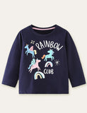 Cartoon Pegasus Printed Long-Sleeved T-shirt