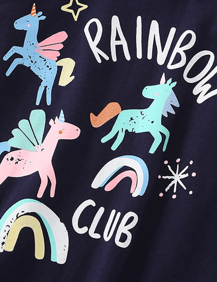 Cartoon Pegasus Printed Long-Sleeved T-shirt - Mini Taylor