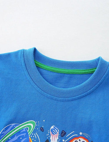 Cartoon Planet Printed Round Neck Shirt - Mini Taylor