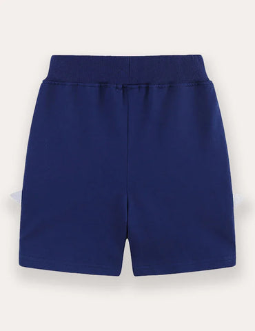 Cartoon Shark Applique Shorts