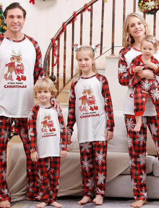 Christmas Elk Plaid Printed Family Matching Pajamas - Mini Taylor