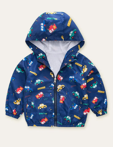 Color Car Printing Zipper Jacket - Mini Taylor