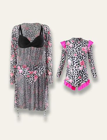 Colorful Family Matching Swim Suit+Long Sleeve Sun Protection Coat - Mini Taylor