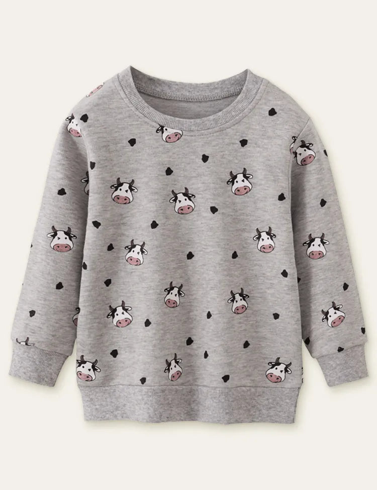 Cow Head Printed Long-Sleeved T-shirt - Mini Taylor