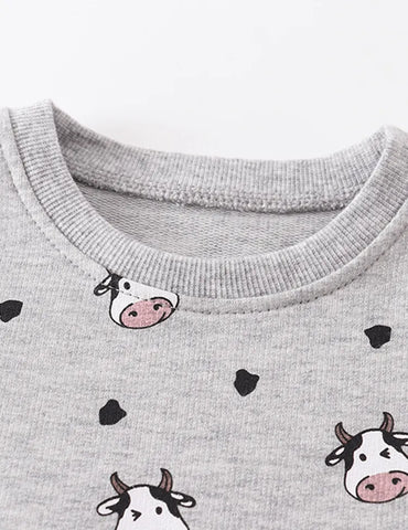 Cow Head Printed Long-Sleeved T-shirt - Mini Taylor