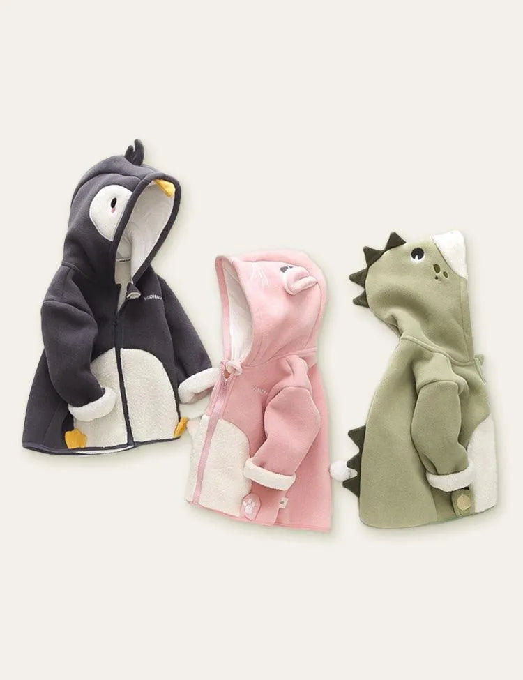 Cute Animal Cartoon Zipper Hooded Coat - Mini Taylor