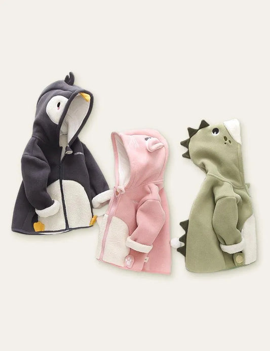 Cute Animal Cartoon Zipper Hooded Coat - Mini Taylor