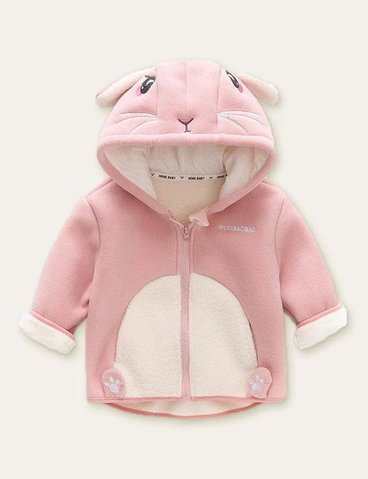 Cute Animal Cartoon Zipper Hooded Coat - Mini Taylor
