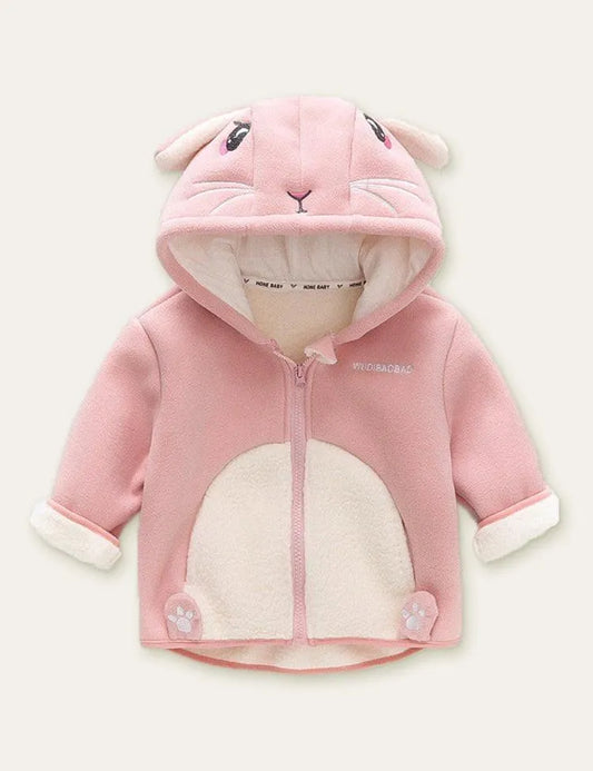 Cute Animal Cartoon Zipper Hooded Coat - Mini Taylor