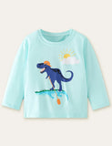 Dinosaur and Alligator Printed Long Sleeve T-shirt