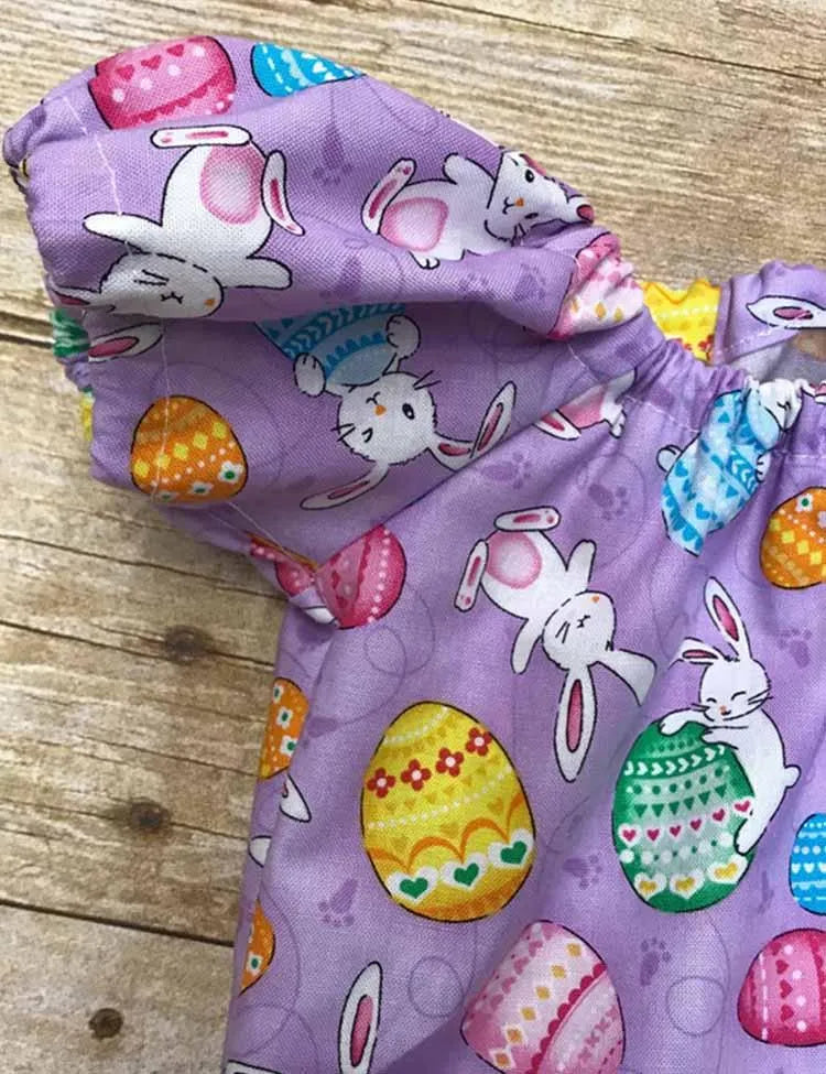Easter Bunny Egg Printed Sleeveless Pleated Dress