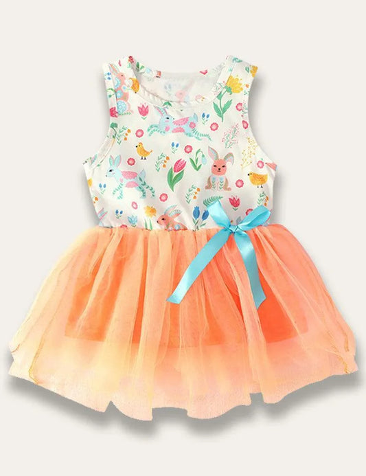 Easter Bunny Print Tulle Dress - Mini Taylor