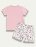 Easter Bunny Printed T-Shirt+Floral Shorts - Mini Taylor