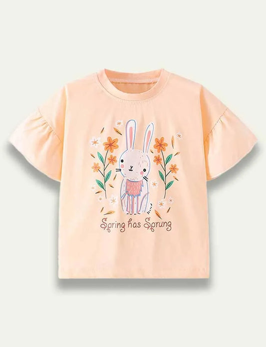 Easter Cartoon Bunny Letter Printed T-Shirt - Mini Taylor