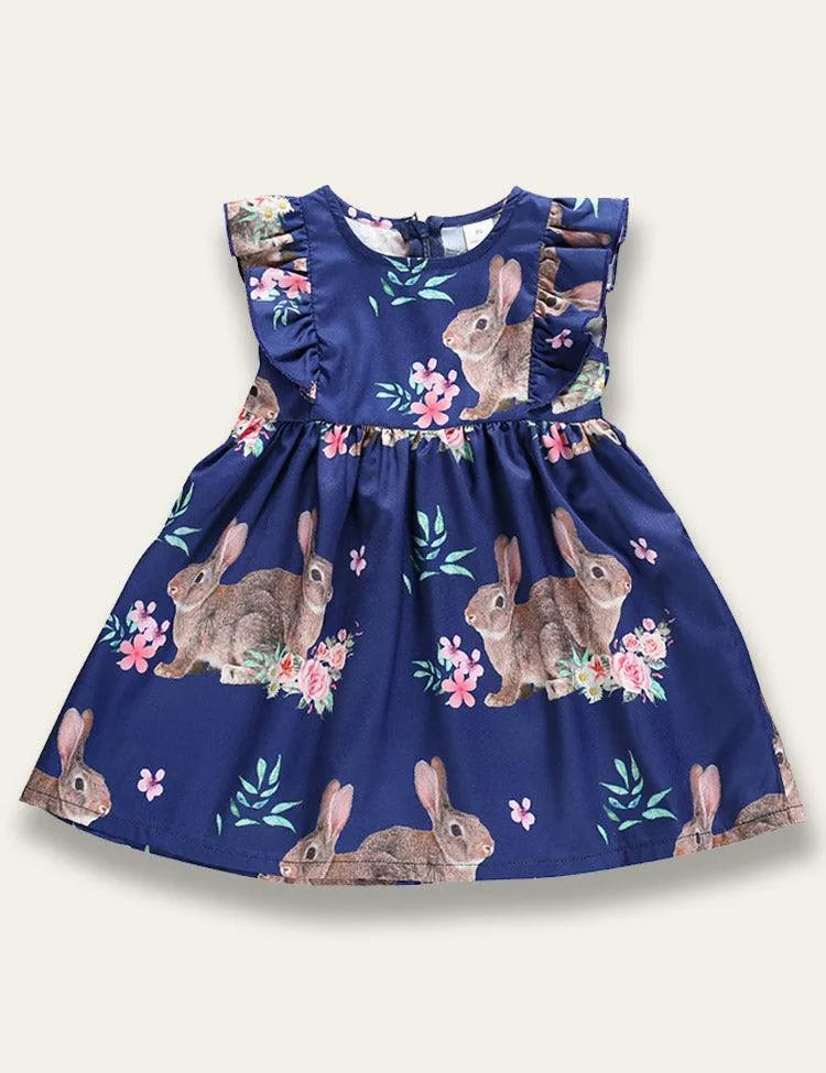 Easter Flying Sleeve Bunny Print Dress – MINIS
