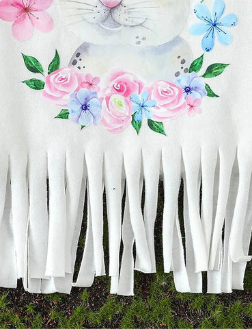 Easter Fringed Top + Bell Bottom Pants Set - Mini Taylor