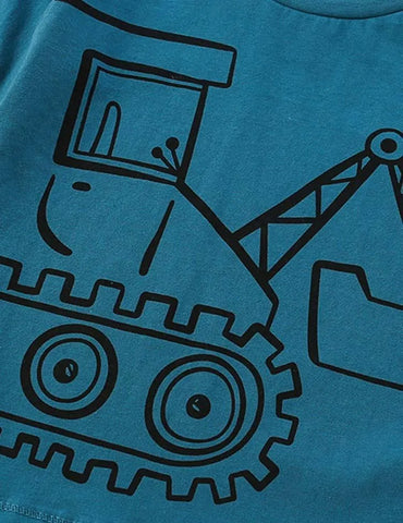 Excavator Printed Long-Sleeved T-shirt - Mini Taylor