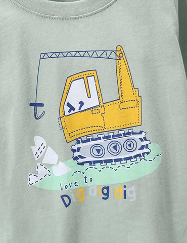 Excavator Printed Long-Sleeved T-shirt - Mini Taylor