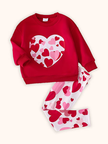 Conjunto de sudadera con estampado de amor de San Valentín