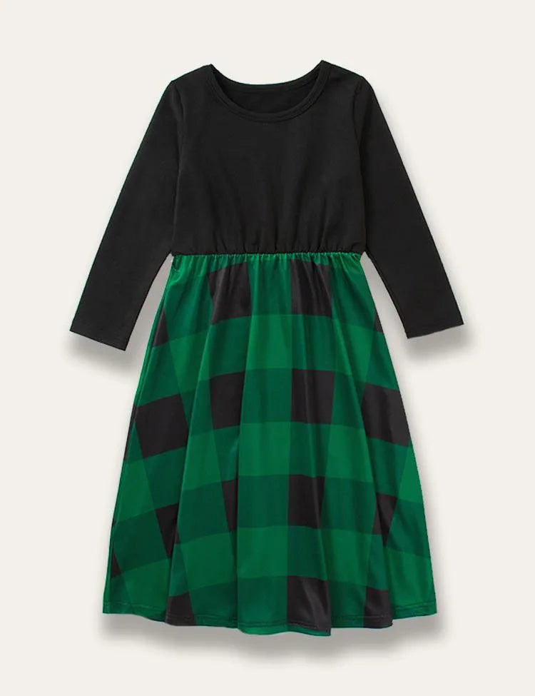 Family Matching Green Plaid Print Dress - Mini Taylor