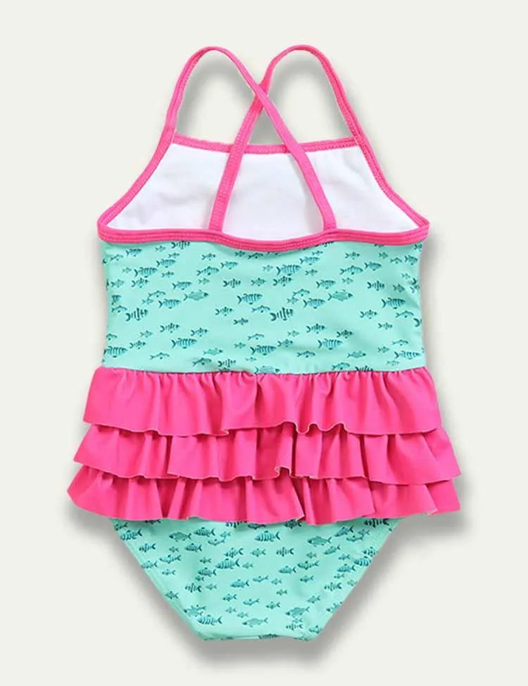 Flamingo Ruffled Swim Suit - Mini Taylor