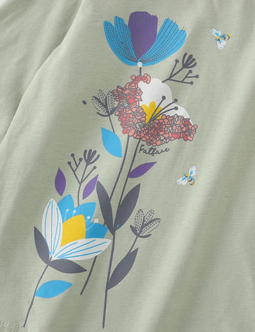 Floral and Bee Printed Long Sleeve T-shirt - Mini Taylor