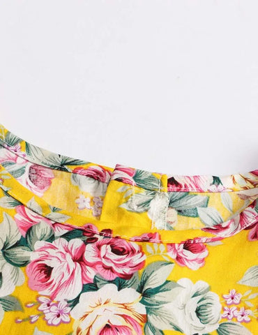 Floral Cherry Full Printed Long Sleeve Dress - Mini Taylor