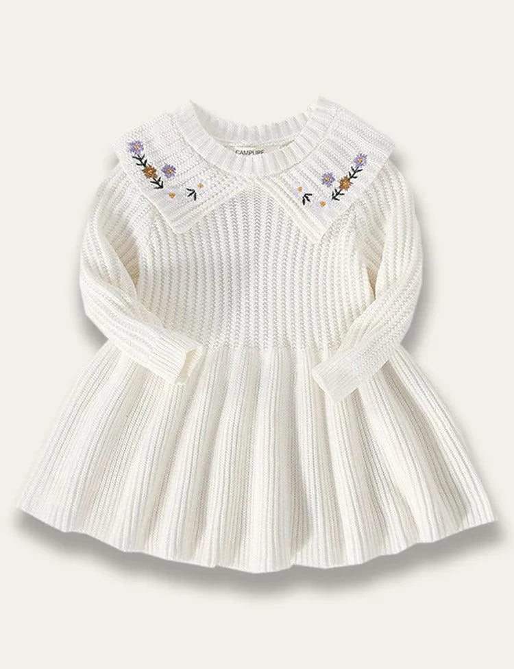 Floral Embroidered Knitted Dress - Mini Taylor