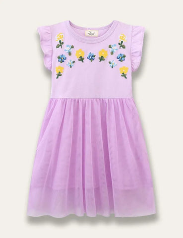 Floral Embroidered Tulle Dress - Mini Taylor