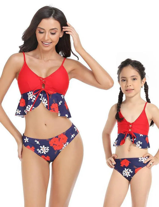Floral Ruffled Family Matching Swim Suit - Mini Taylor