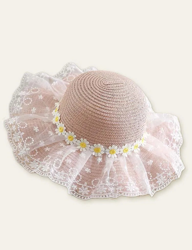 Flower Mesh Travel Straw Hat - Mini Taylor