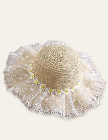 Flower Mesh Travel Straw Hat - Mini Taylor