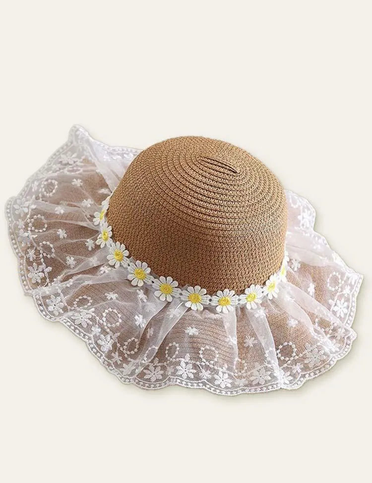 Flower Mesh Travel Straw Hat - Mini Taylor
