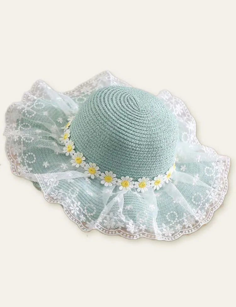 Flower Mesh Travel Straw Hat - Mini Taylor