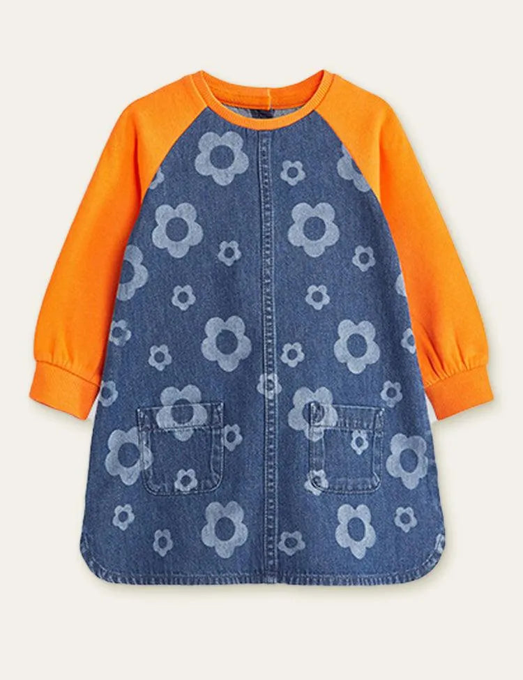Flower Printed Denim Dress - Mini Taylor