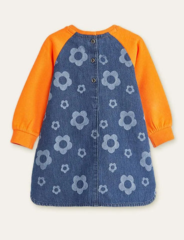 Flower Printed Denim Dress - Mini Taylor