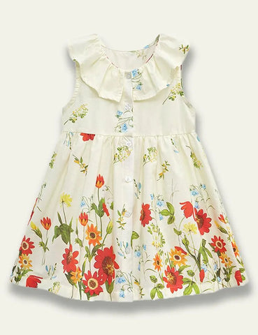 Flower Printed Lotus Collar Dress - Mini Taylor