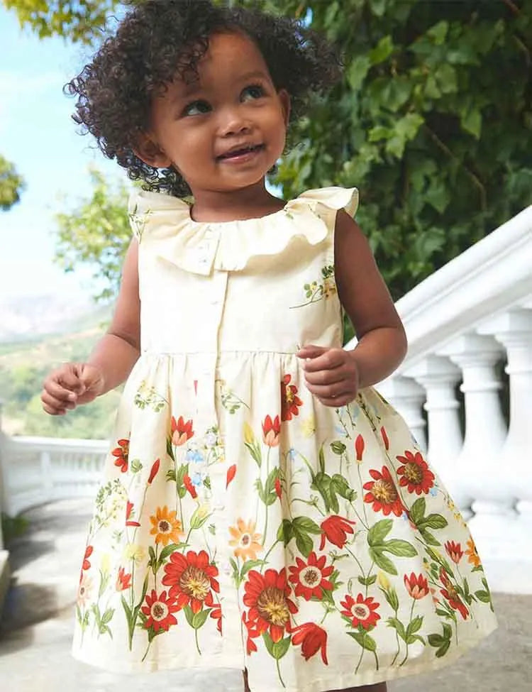 Flower Printed Lotus Collar Dress - Mini Taylor