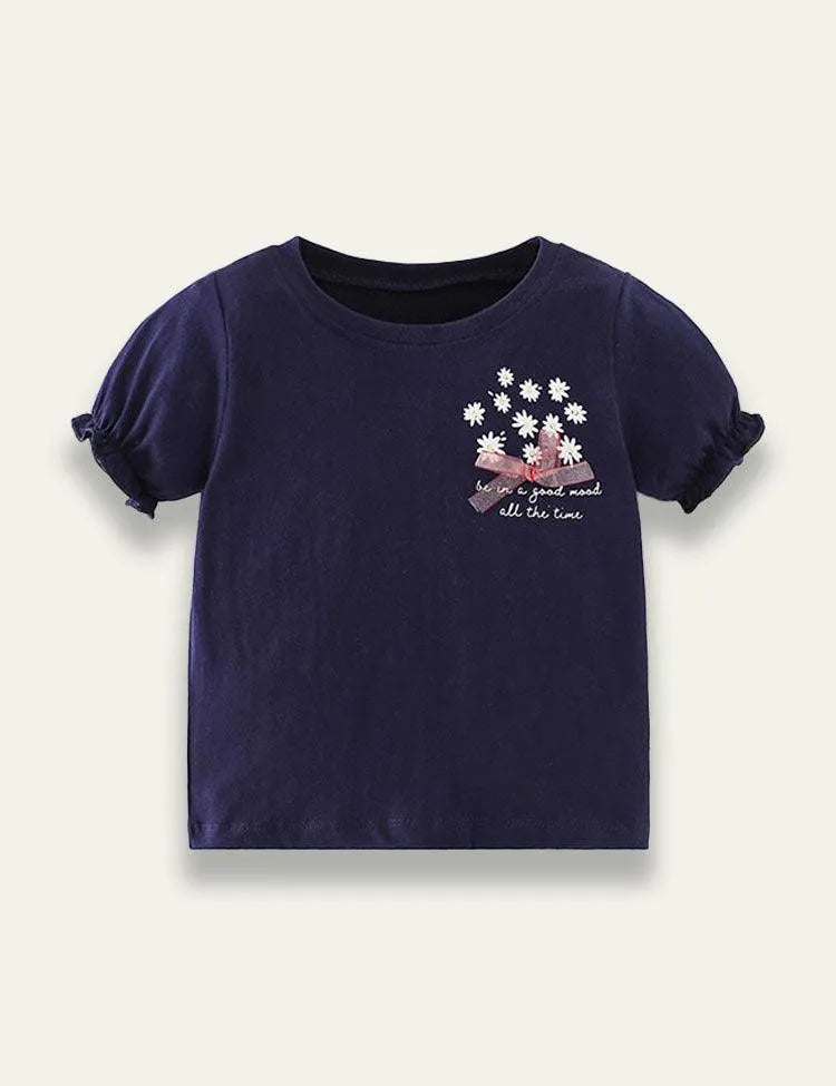 Flower Printed Round Neck T-shirt - Mini Taylor