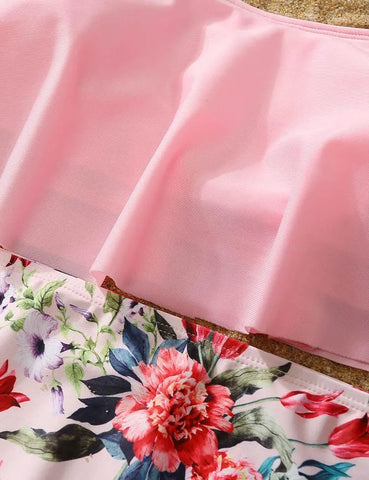 Flower Printed Ruffles Family Matching Swim Suit - Mini Taylor