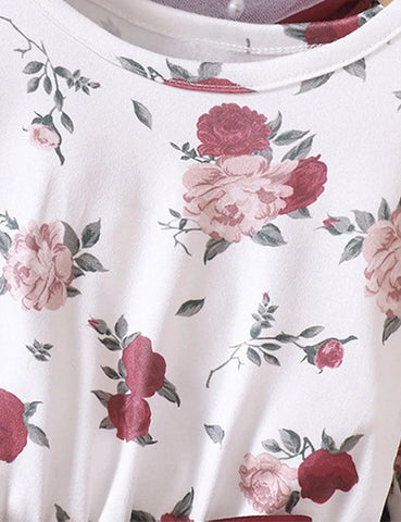 Flying Sleeve Rose Print Tulle Dress - Mini Taylor