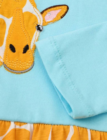 Giraffe Appliqué Long Sleeve Dress - Mini Taylor