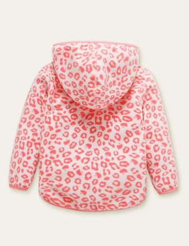 Girls' Printed Polar Fleece Zipper Design Hooded Jacket - Mini Taylor