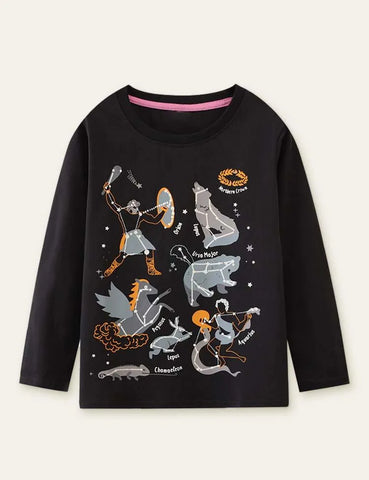 Glowing Animal Printed Long Sleeve T-shirt - Mini Taylor