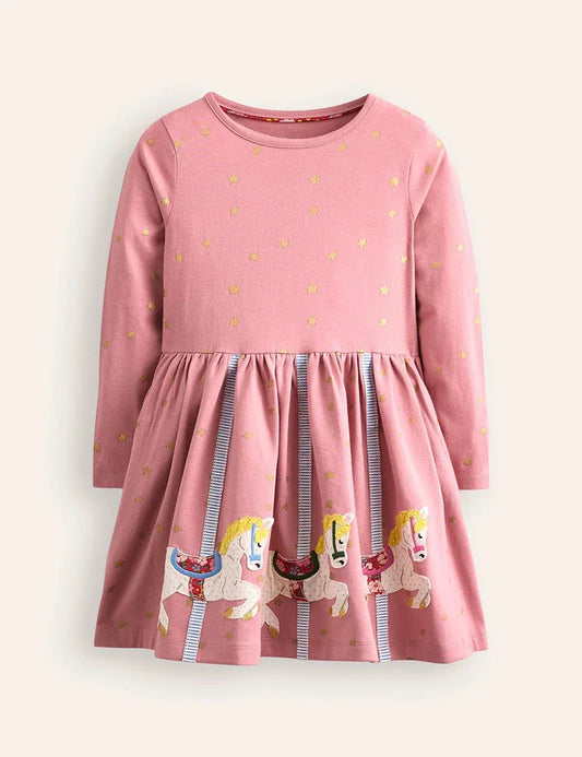 Appliqué Hem Jersey Dress